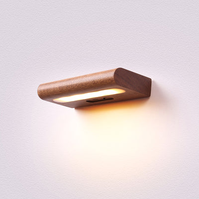 مصباح حائط LED مستطيل قابل لإعادة الشحن من الخشب والبلاستيك على الطراز الاسكندنافي المعاصر للإضاءة الليلية بجانب السرير 