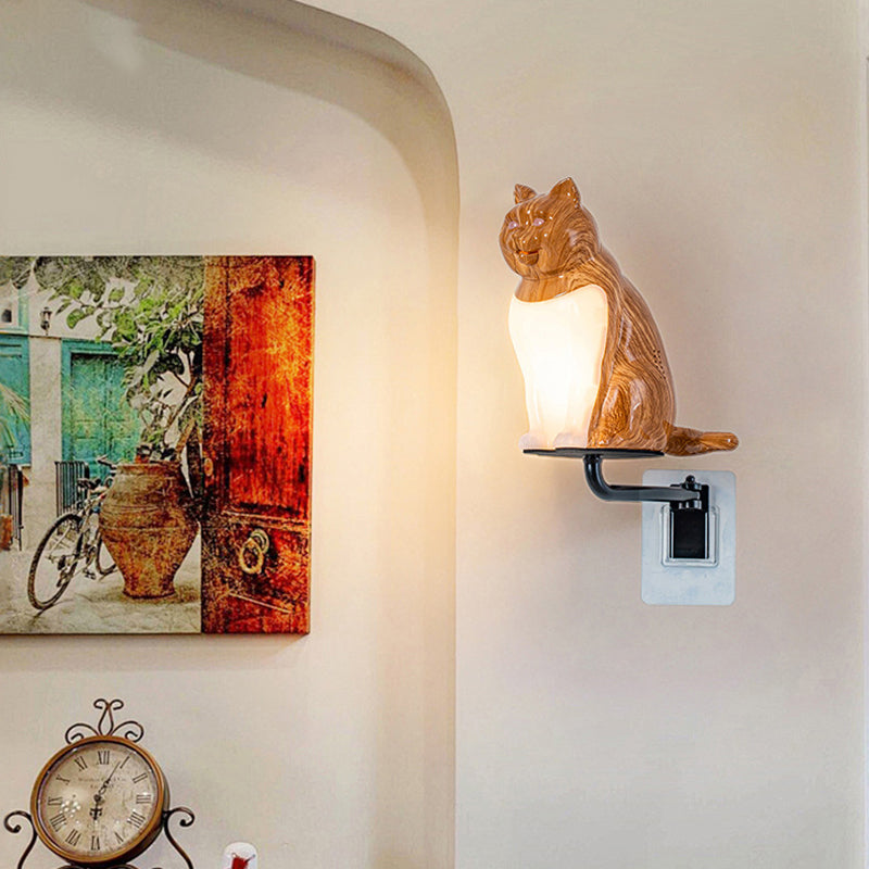 Contemporary Creative Rechargeable ABS & PC Lucky Cat LED Wall Sconce Lamp Night Light For Bedroom & Hallway