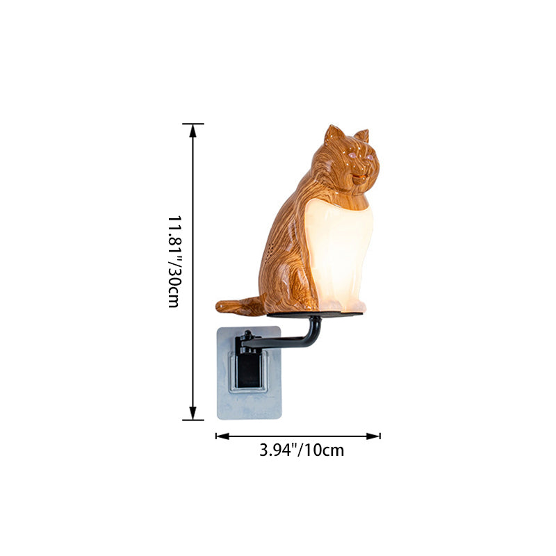 Contemporary Creative Rechargeable ABS & PC Lucky Cat LED Wall Sconce Lamp Night Light For Bedroom & Hallway