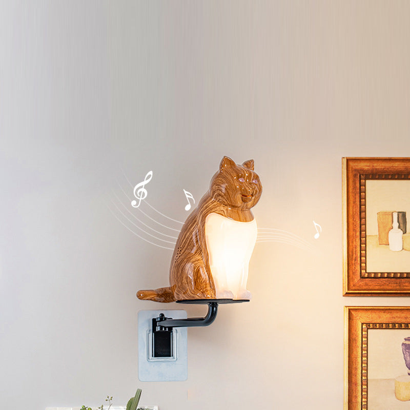 Contemporary Creative Rechargeable ABS & PC Lucky Cat LED Wall Sconce Lamp Night Light For Bedroom & Hallway