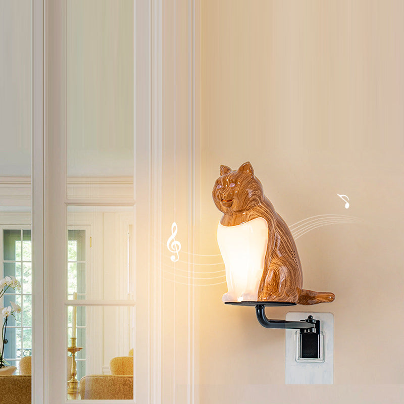 Contemporary Creative Rechargeable ABS & PC Lucky Cat LED Wall Sconce Lamp Night Light For Bedroom & Hallway
