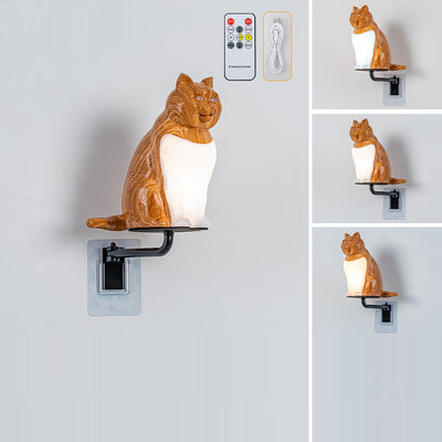 Contemporary Creative Rechargeable ABS & PC Lucky Cat LED Wall Sconce Lamp Night Light For Bedroom & Hallway