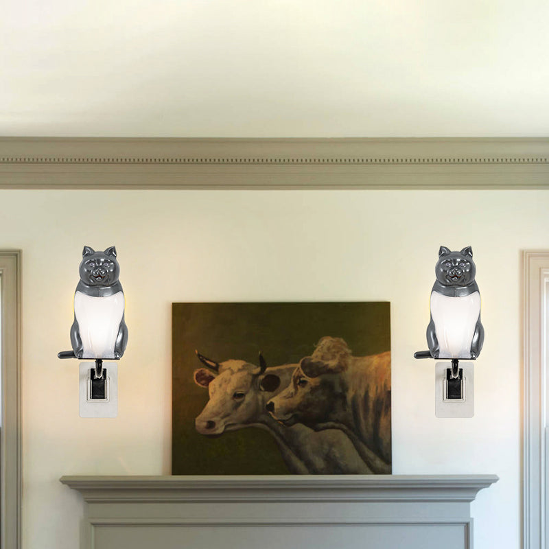 Contemporary Creative Rechargeable ABS & PC Lucky Cat LED Wall Sconce Lamp Night Light For Bedroom & Hallway