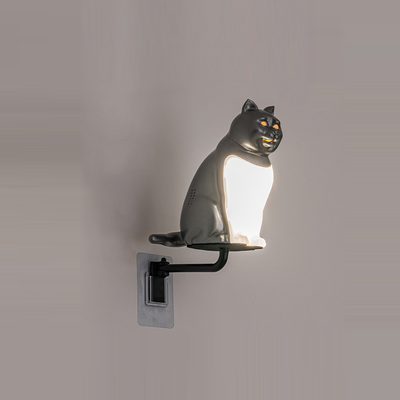 Contemporary Creative Rechargeable ABS & PC Lucky Cat LED Wall Sconce Lamp Night Light For Bedroom & Hallway