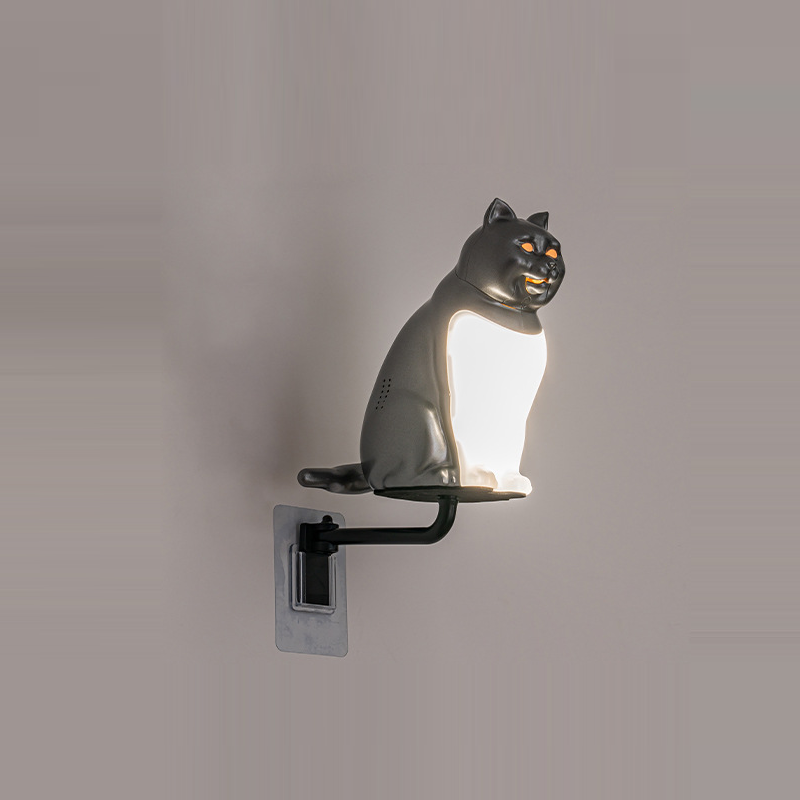 Contemporary Creative Rechargeable ABS & PC Lucky Cat LED Wall Sconce Lamp Night Light For Bedroom & Hallway