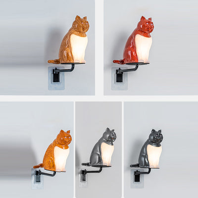 Contemporary Creative Rechargeable ABS & PC Lucky Cat LED Wall Sconce Lamp Night Light For Bedroom & Hallway