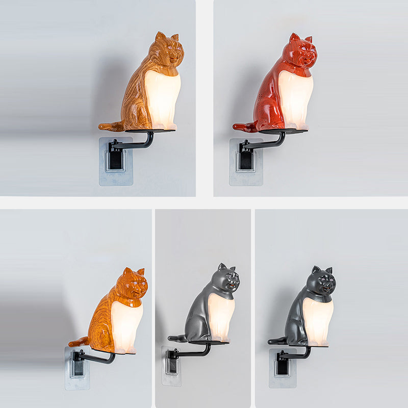 Contemporary Creative Rechargeable ABS & PC Lucky Cat LED Wall Sconce Lamp Night Light For Bedroom & Hallway