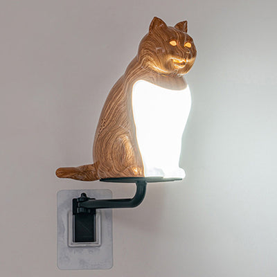 Contemporary Creative Rechargeable ABS & PC Lucky Cat LED Wall Sconce Lamp Night Light For Bedroom & Hallway