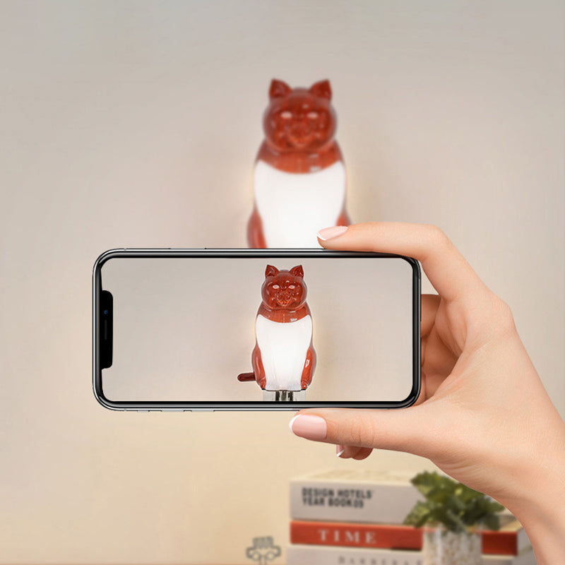 Contemporary Creative Rechargeable ABS & PC Lucky Cat LED Wall Sconce Lamp Night Light For Bedroom & Hallway