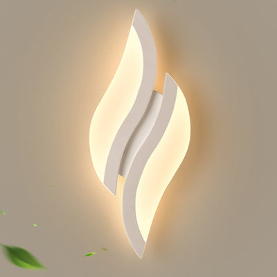 Modern Minimalist Iron & Acrylic Leaf-Shaped LED Wall Sconce Lamp For Bedroom & Living Room