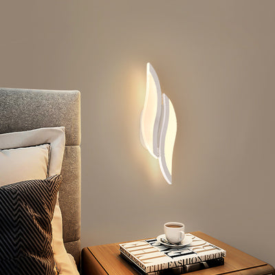 Modern Minimalist Iron & Acrylic Leaf-Shaped LED Wall Sconce Lamp For Bedroom & Living Room
