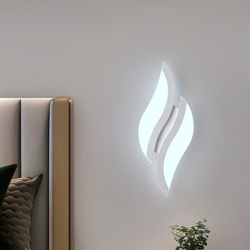 Modern Minimalist Iron & Acrylic Leaf-Shaped LED Wall Sconce Lamp For Bedroom & Living Room