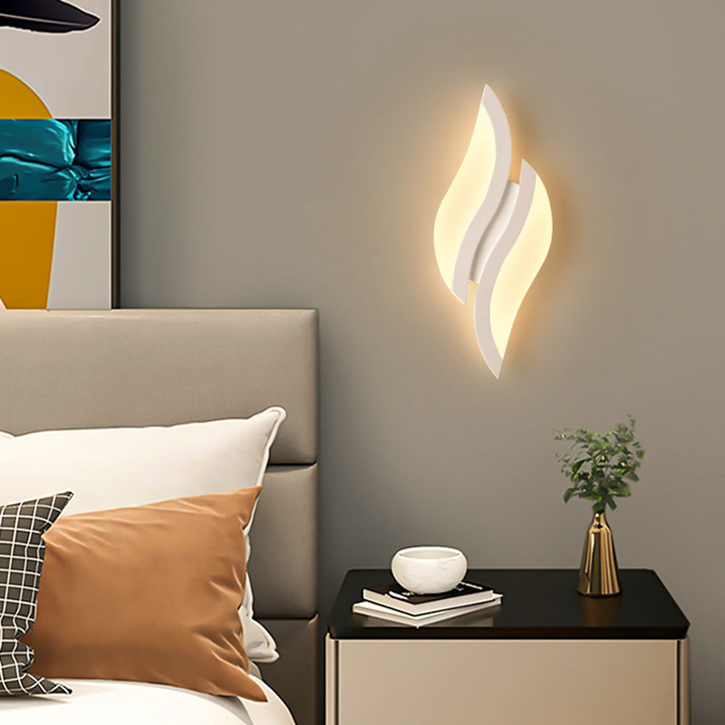 Modern Minimalist Iron & Acrylic Leaf-Shaped LED Wall Sconce Lamp For Bedroom & Living Room