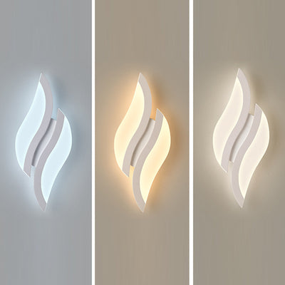 Modern Minimalist Iron & Acrylic Leaf-Shaped LED Wall Sconce Lamp For Bedroom & Living Room