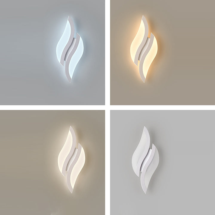 Applique murale moderne minimaliste en fer et acrylique en forme de feuille à LED pour chambre et salon 