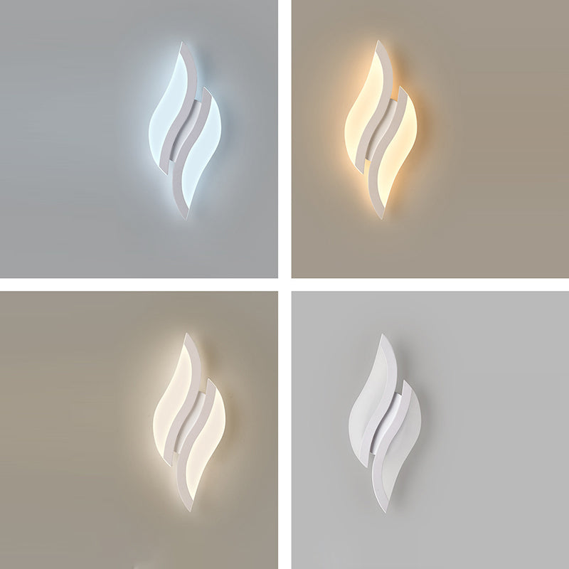 Modern Minimalist Iron & Acrylic Leaf-Shaped LED Wall Sconce Lamp For Bedroom & Living Room
