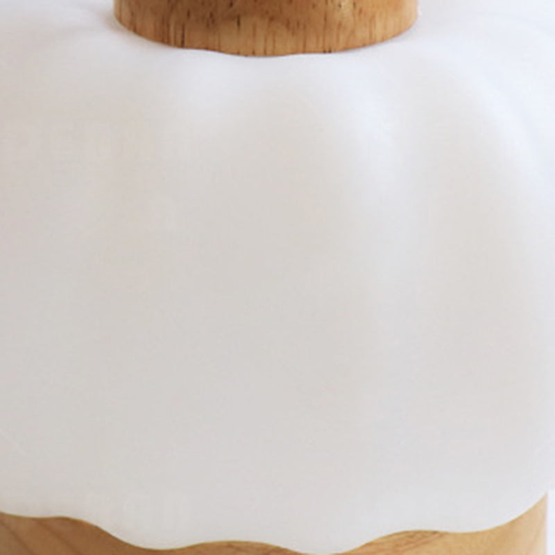 Contemporary Nordic Rechargeable Wood PE &amp; Faux Leather Pumpkin-Shaped Hanging LED Wall Sconce Lamp Night Light For Bedside