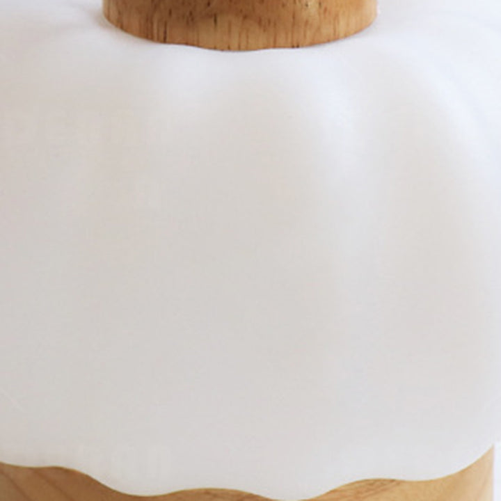 Contemporary Nordic Rechargeable Wood PE &amp; Faux Leather Pumpkin-Shaped Hanging LED Wall Sconce Lamp Night Light For Bedside