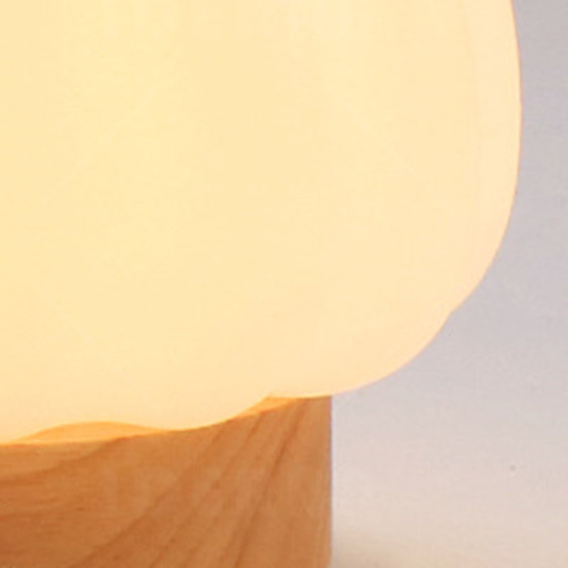 Contemporary Nordic Rechargeable Wood PE &amp; Faux Leather Pumpkin-Shaped Hanging LED Wall Sconce Lamp Night Light For Bedside
