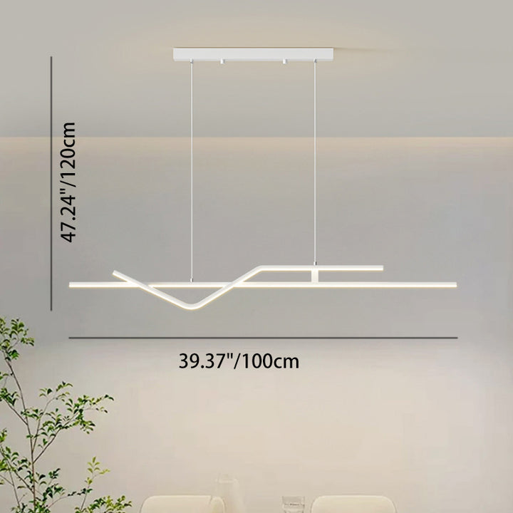 Modern Minimalist Metal Aluminum &amp; Silicone Linear LED Chandelier Island Light For Dining Room