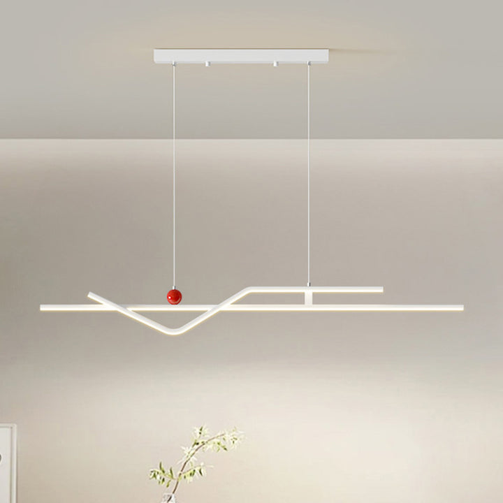 Modern Minimalist Metal Aluminum &amp; Silicone Linear LED Chandelier Island Light For Dining Room