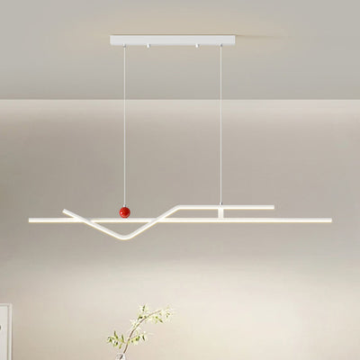Modern Minimalist Metal Aluminum & Silicone Linear LED Chandelier Island Light For Dining Room