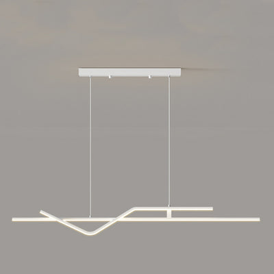 Modern Minimalist Metal Aluminum & Silicone Linear LED Chandelier Island Light For Dining Room