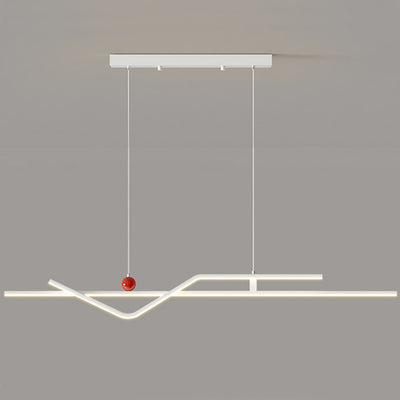 Modern Minimalist Metal Aluminum & Silicone Linear LED Chandelier Island Light For Dining Room
