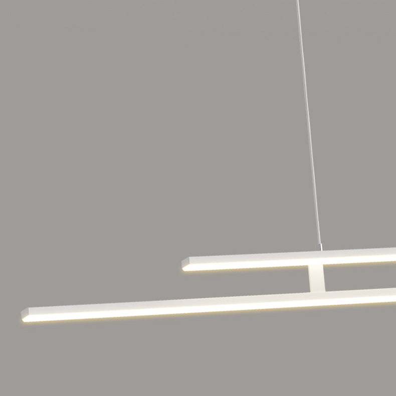 Modern Minimalist Metal Aluminum & Silicone Linear LED Chandelier Island Light For Dining Room