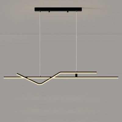 Modern Minimalist Metal Aluminum & Silicone Linear LED Chandelier Island Light For Dining Room