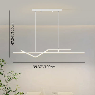 Modern Minimalist Metal Aluminum & Silicone Linear LED Chandelier Island Light For Dining Room