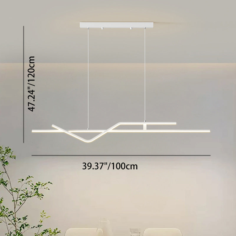 Modern Minimalist Metal Aluminum & Silicone Linear LED Chandelier Island Light For Dining Room
