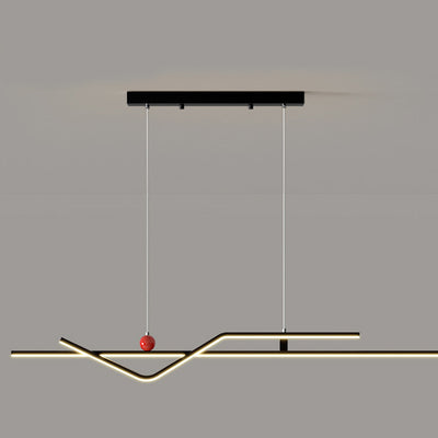 Modern Minimalist Metal Aluminum & Silicone Linear LED Chandelier Island Light For Dining Room