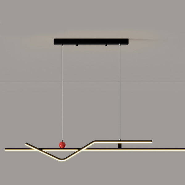 Modern Minimalist Metal Aluminum & Silicone Linear LED Chandelier Island Light For Dining Room