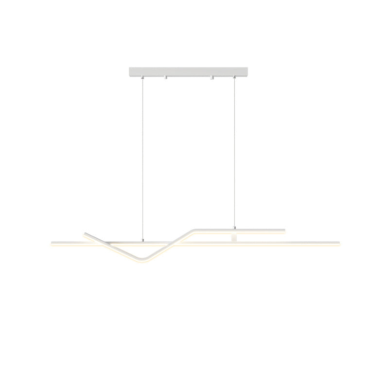 Modern Minimalist Metal Aluminum & Silicone Linear LED Chandelier Island Light For Dining Room