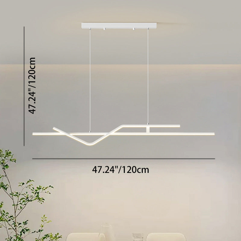 Modern Minimalist Metal Aluminum & Silicone Linear LED Chandelier Island Light For Dining Room