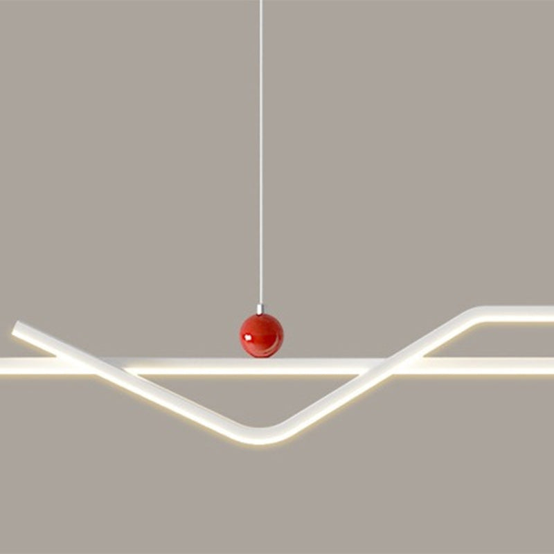 Modern Minimalist Metal Aluminum & Silicone Linear LED Chandelier Island Light For Dining Room