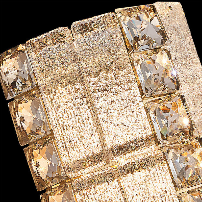 Modern Luxury Crystal &amp; Metal Long Strip LED Wall Sconce Lamp For Bedroom &amp; Living Room