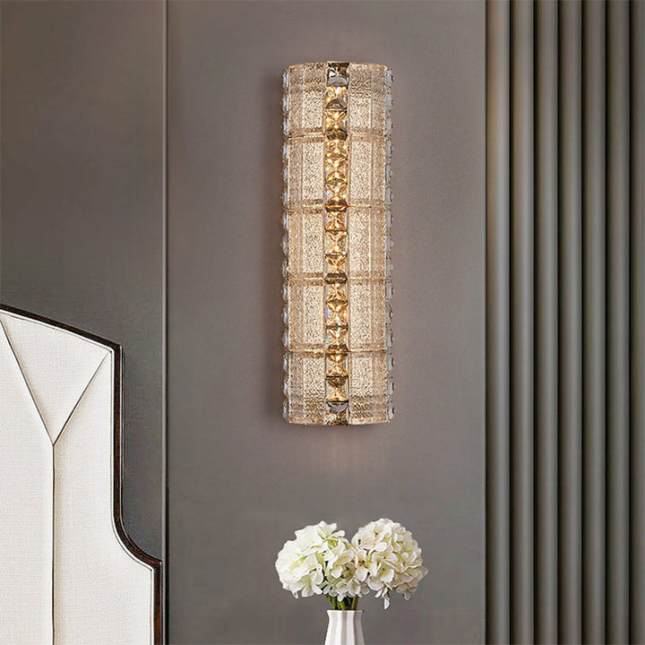Modern Luxury Crystal &amp; Metal Long Strip LED Wall Sconce Lamp For Bedroom &amp; Living Room