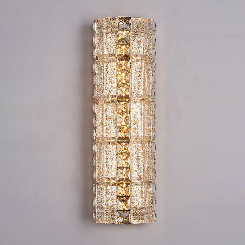 Modern Luxury Crystal &amp; Metal Long Strip LED Wall Sconce Lamp For Bedroom &amp; Living Room