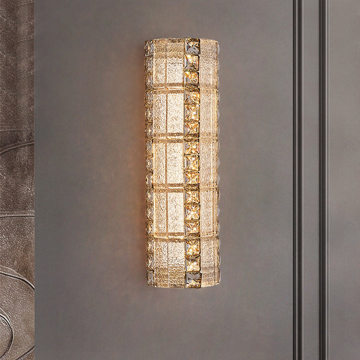 Modern Luxury Crystal &amp; Metal Long Strip LED Wall Sconce Lamp For Bedroom &amp; Living Room