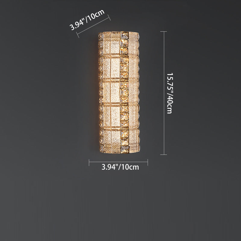 Modern Luxury Crystal & Metal Long Strip LED Wall Sconce Lamp For Bedroom & Living Room
