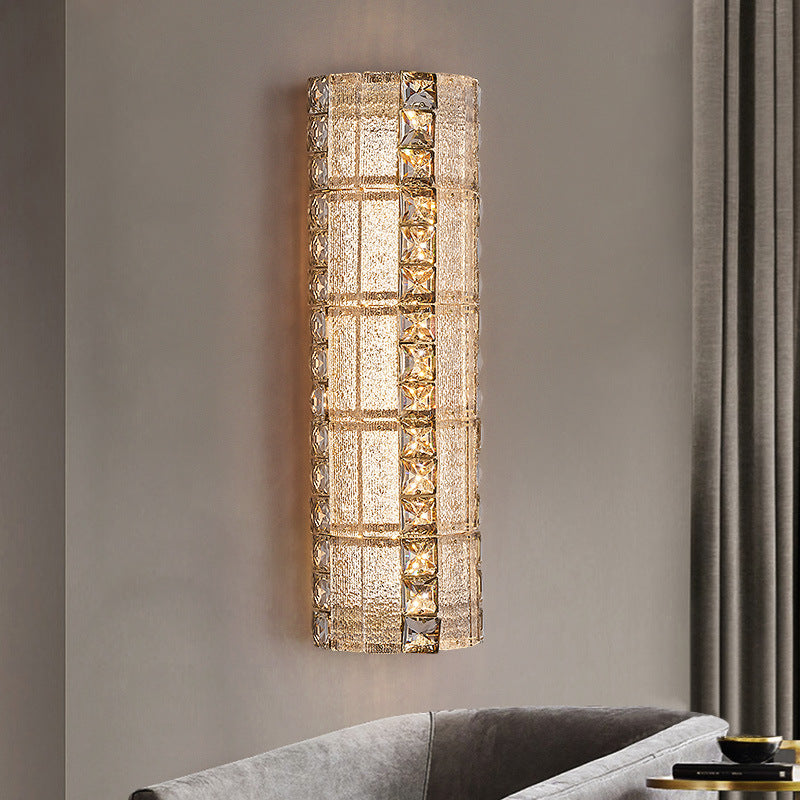 Modern Luxury Crystal &amp; Metal Long Strip LED Wall Sconce Lamp For Bedroom &amp; Living Room