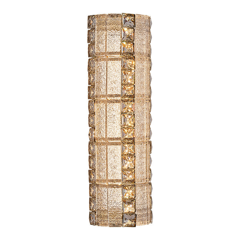 Modern Luxury Crystal &amp; Metal Long Strip LED Wall Sconce Lamp For Bedroom &amp; Living Room