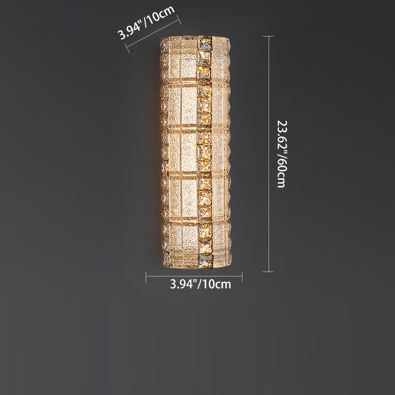 Modern Luxury Crystal &amp; Metal Long Strip LED Wall Sconce Lamp For Bedroom &amp; Living Room