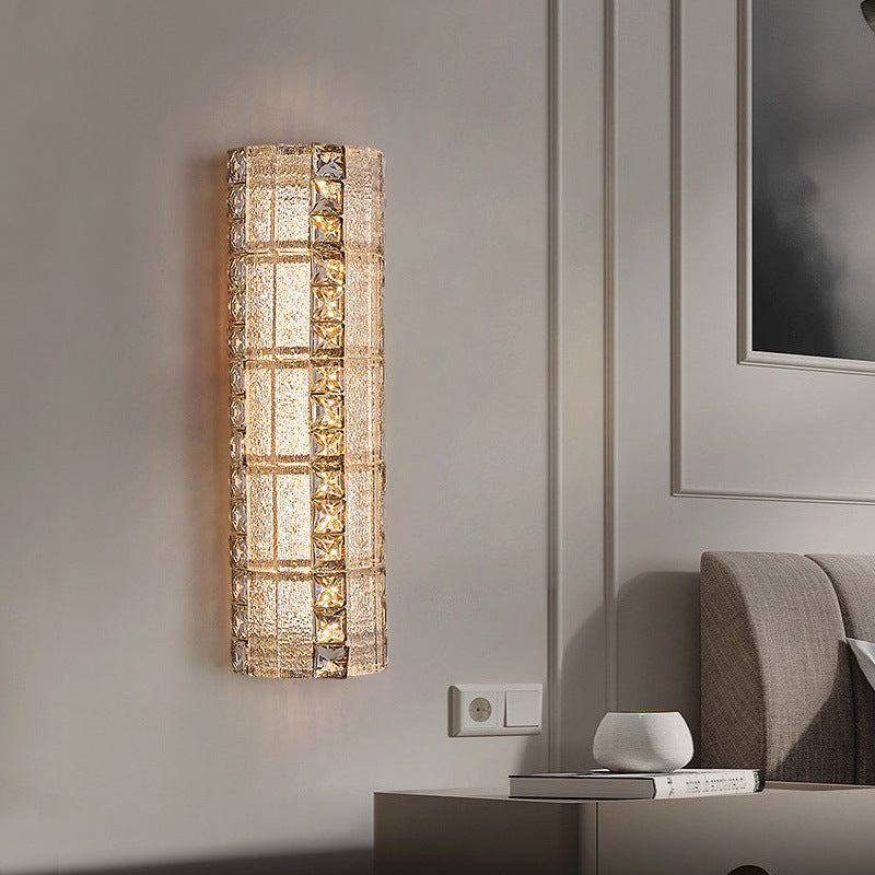 Modern Luxury Crystal &amp; Metal Long Strip LED Wall Sconce Lamp For Bedroom &amp; Living Room