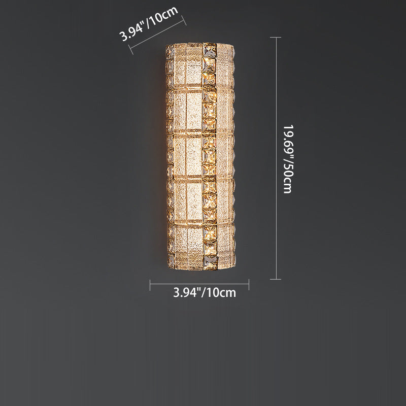 Modern Luxury Crystal & Metal Long Strip LED Wall Sconce Lamp For Bedroom & Living Room