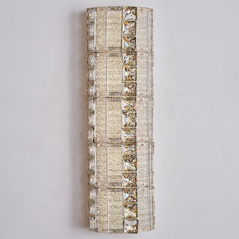 Modern Luxury Crystal &amp; Metal Long Strip LED Wall Sconce Lamp For Bedroom &amp; Living Room