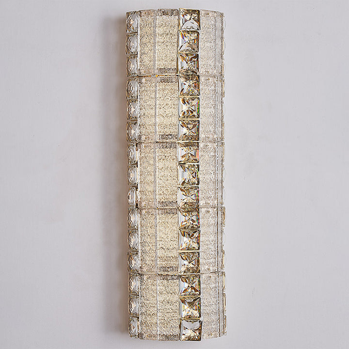Modern Luxury Crystal &amp; Metal Long Strip LED Wall Sconce Lamp For Bedroom &amp; Living Room