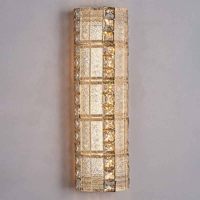 Modern Luxury Crystal &amp; Metal Long Strip LED Wall Sconce Lamp For Bedroom &amp; Living Room